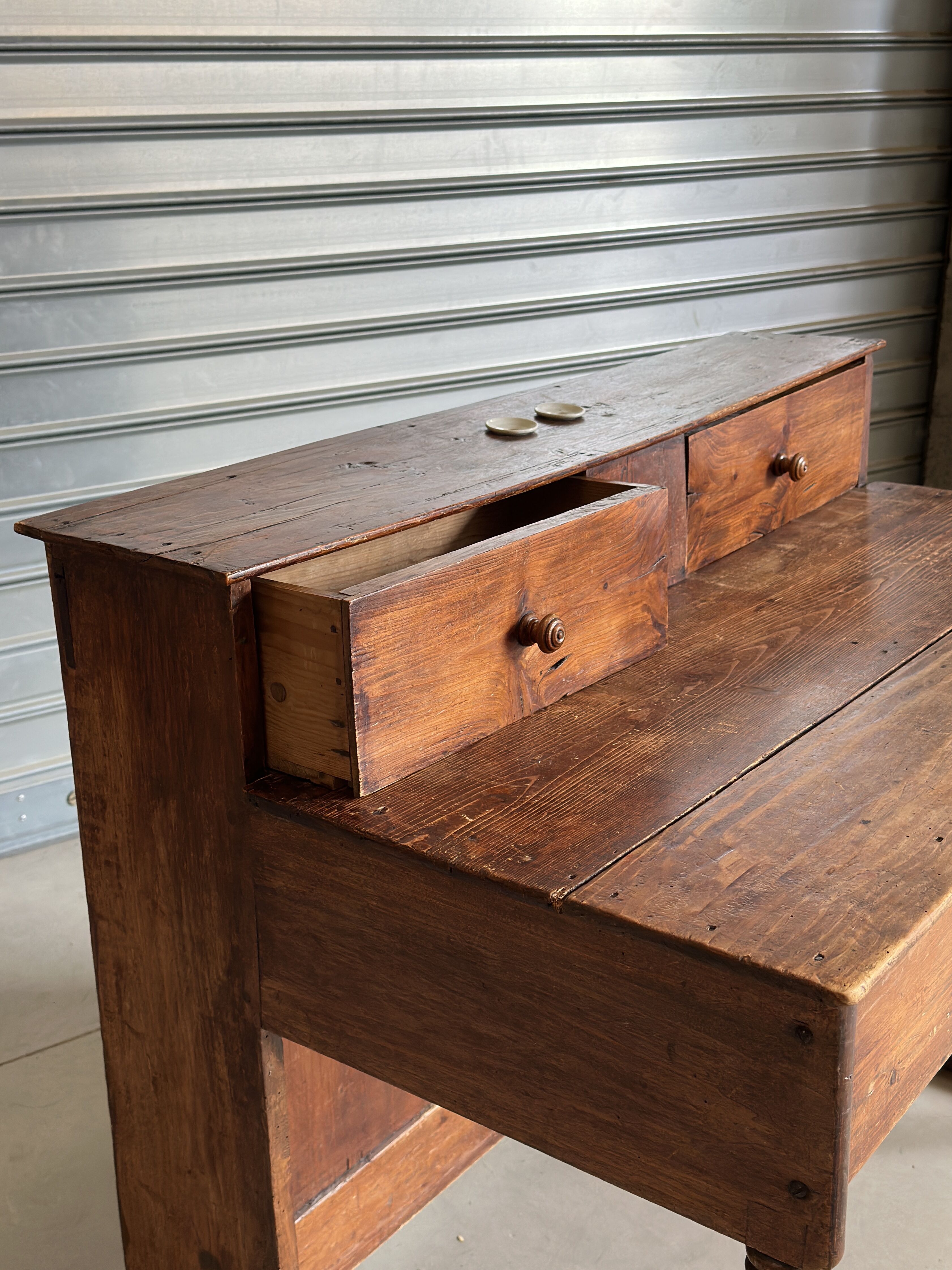 Old tiered counter desk, handcrafted from solid wood.