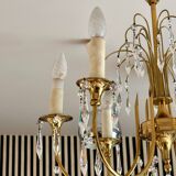 6-light chandelier in gold metal and tassels