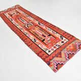 3x10 Kilim Pumpkin Orange Wool Runner Rug, 90x300Cm