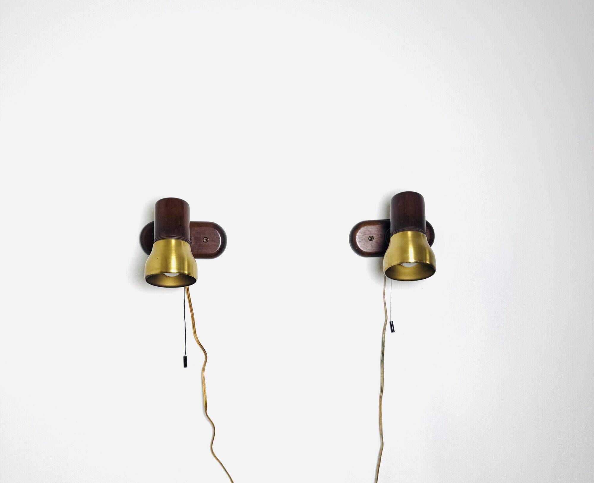 Brass And Amfrosia Wall Lamps By Temde Leuchten, Switzerland 1960S
