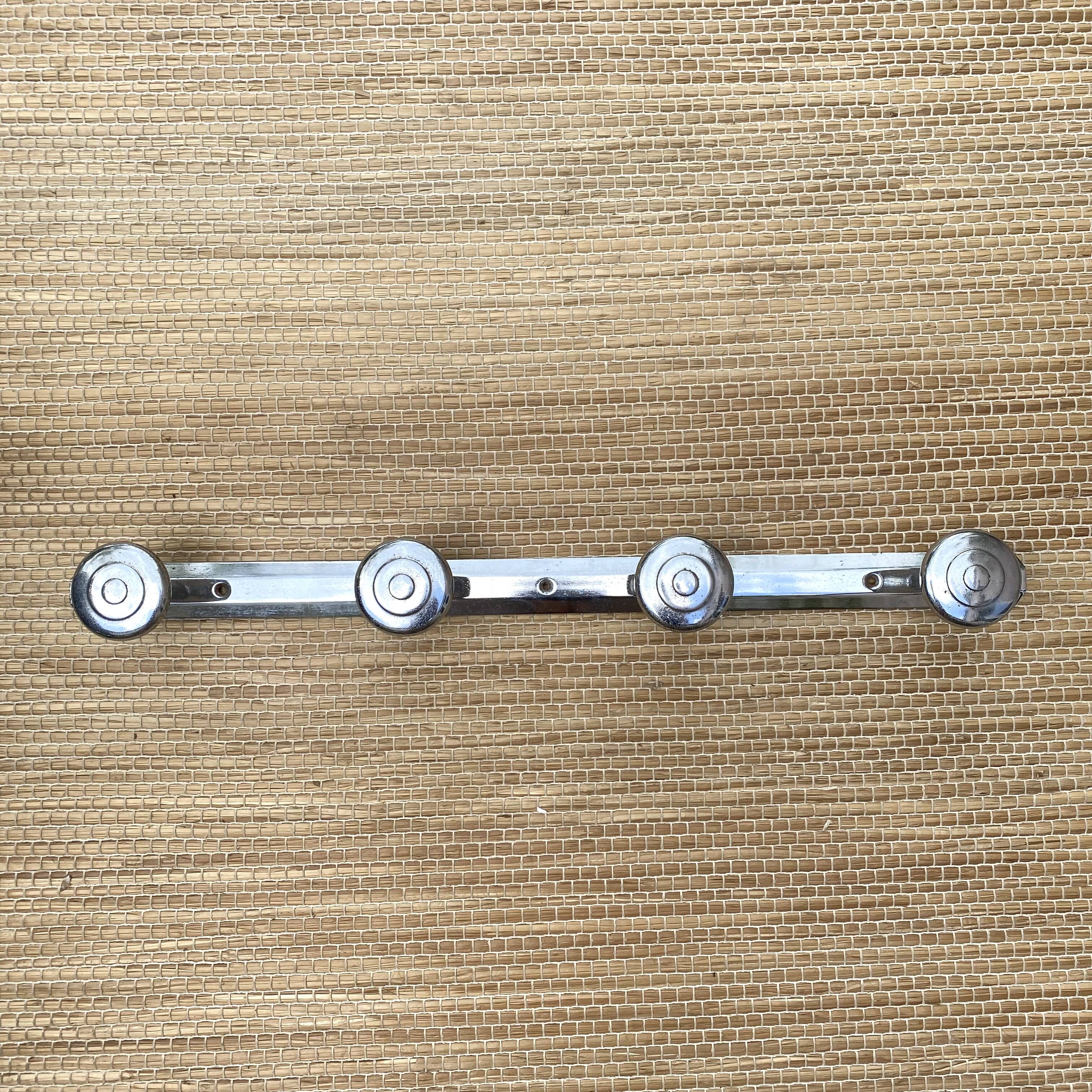 Chrome wall coat rack with 4 hooks, 40s-50s