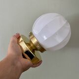Vintage globe wall / ceiling light in white opaline