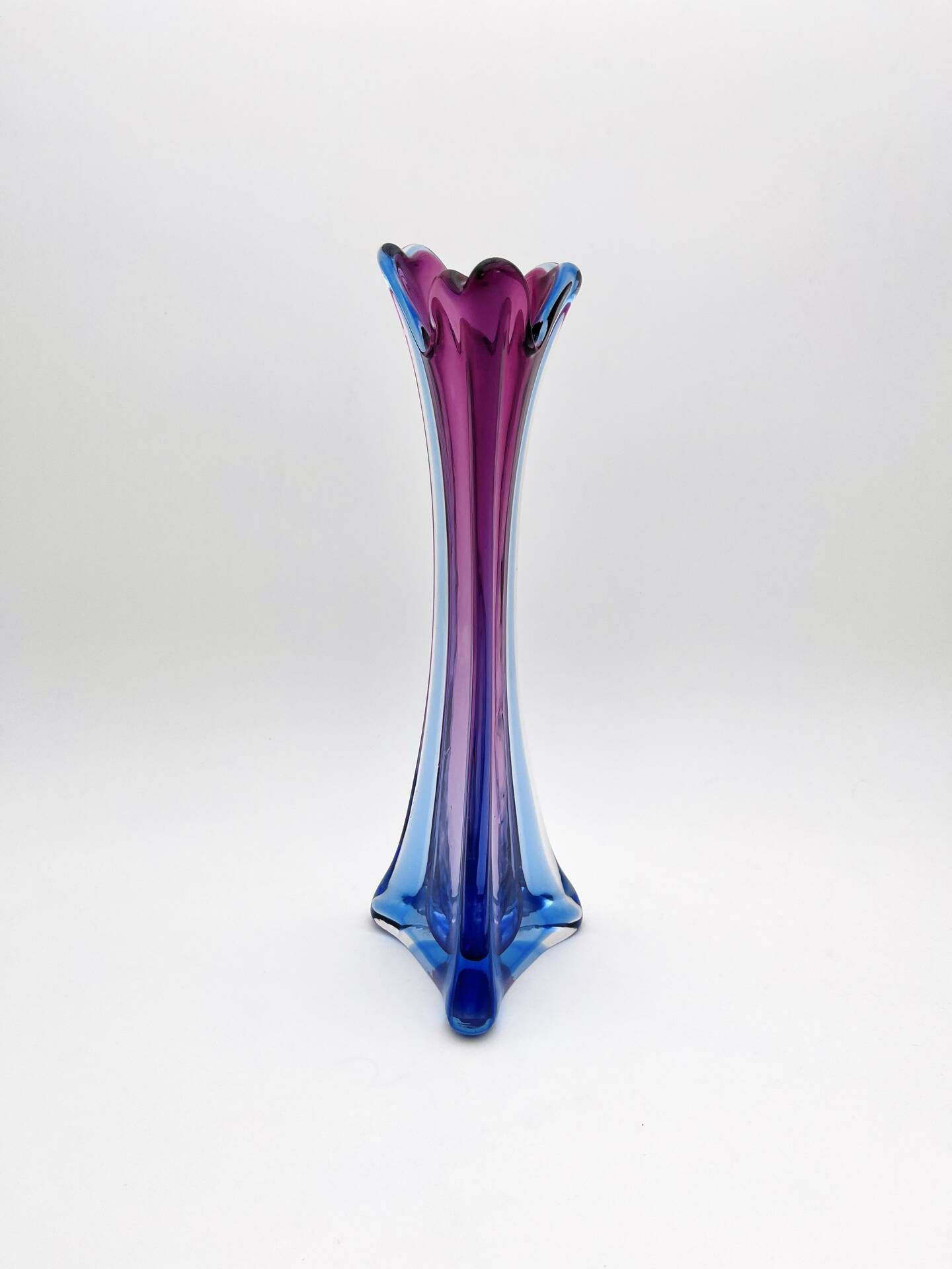 Large Sommerso Vase Murano Violet Blue 34cm