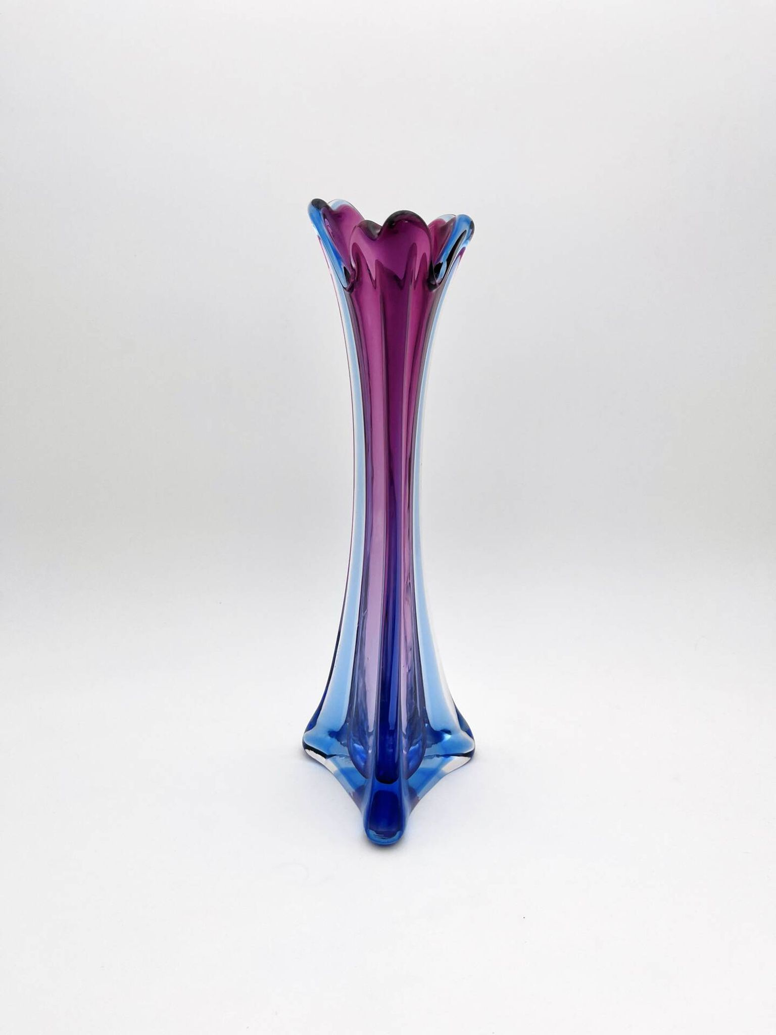 Vase Sommerso Murano violet et bleu