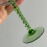 6 transparent green twisted stemmed glasses