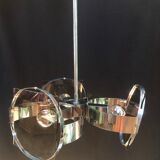 Vintage chandelier 70s, chrome and smoked glass