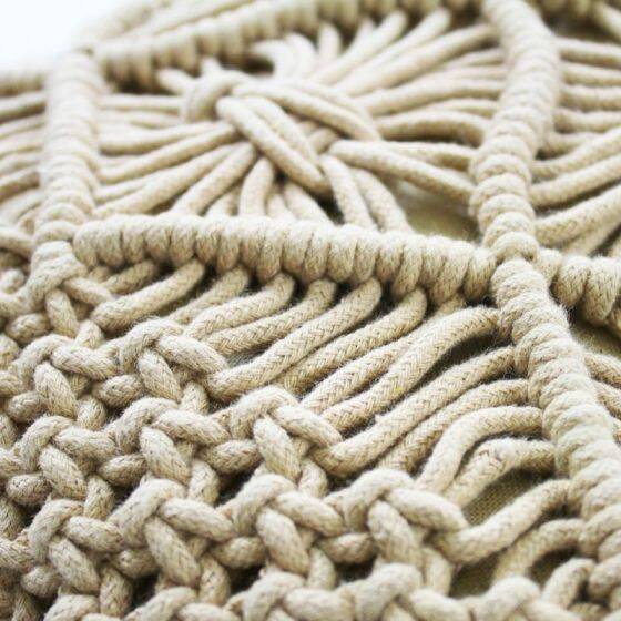 Beige braided macrame cushion 30x50 cm
