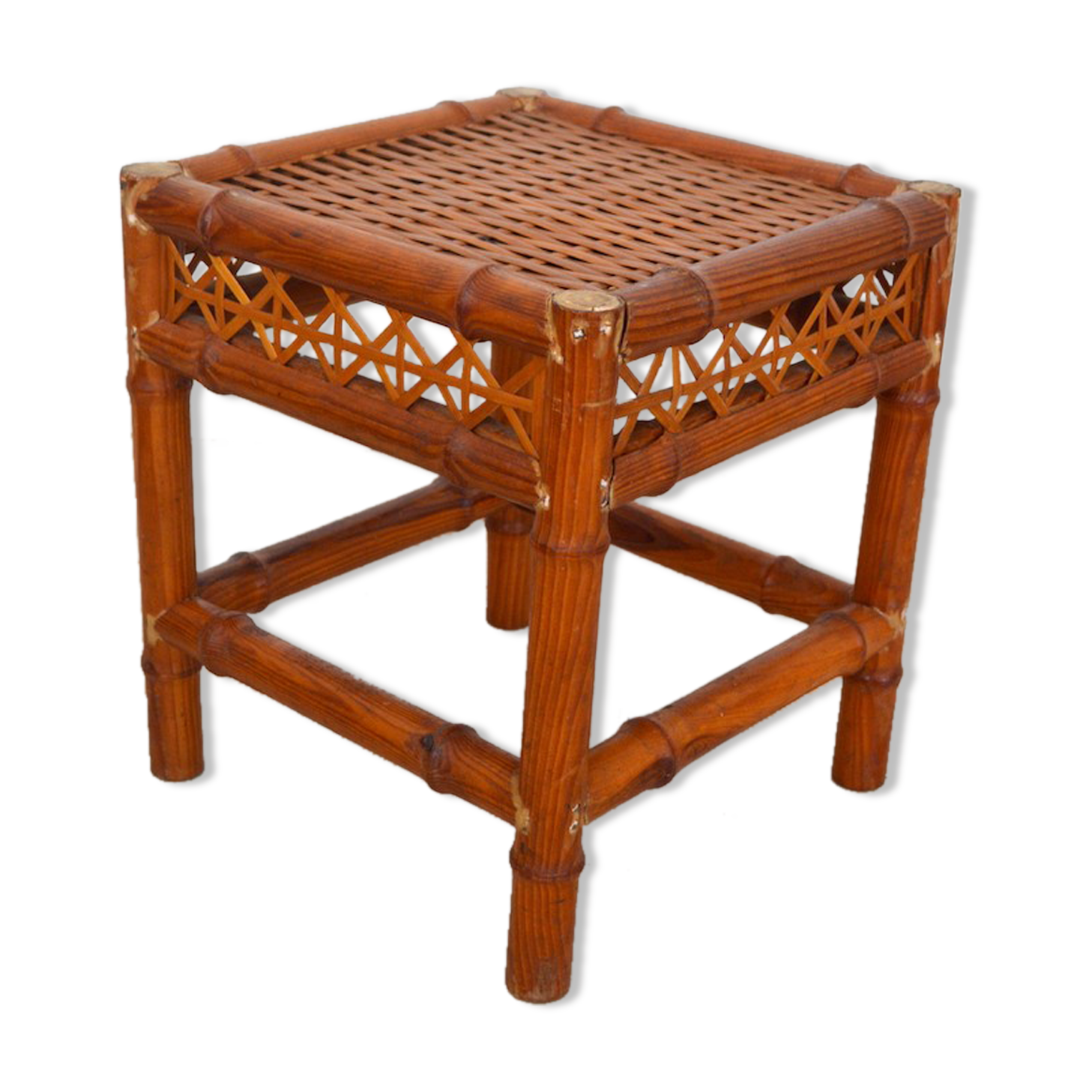 Wood and wicker coffee table