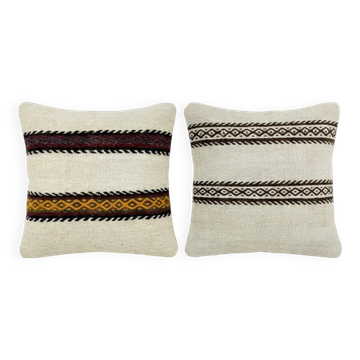 Set of 2 vintage kilim cushion covers 41x41 cm