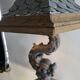 Monumental lamp with a dolphin in cast iron and lead scales - 110cm