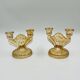 Pair of Empoli amber glass chandeliers in Art Deco style