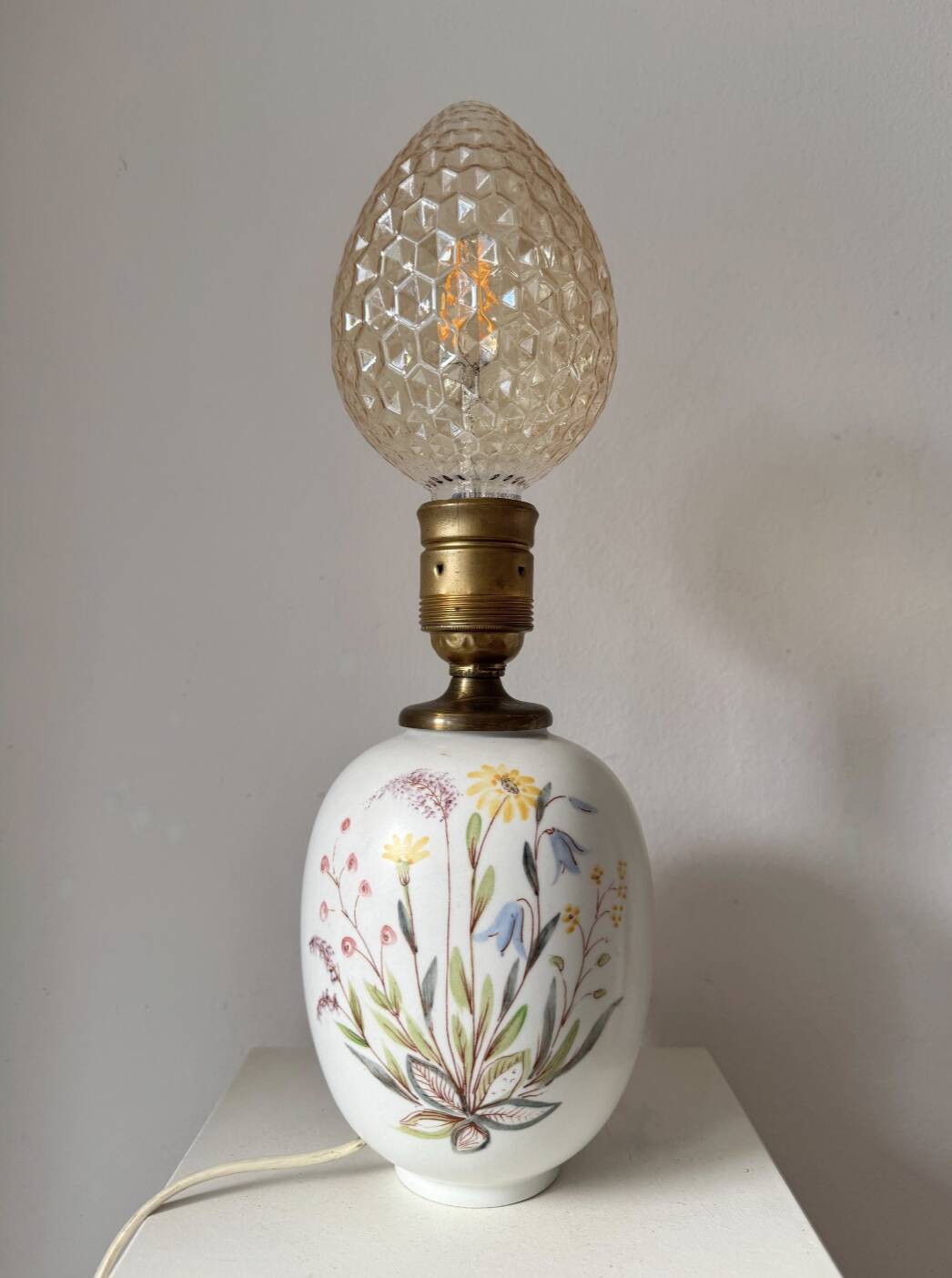 Lars Thorén RÖRSTRAND lampfoot, ceramic, handpainted, "wildflowers" floral