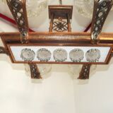 French Art Deco 6-Arm, 10-Light Chandelier Petitot Ezan Style, Copper Tone