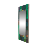 Coloured glass mirror, French work from the 1960s, 35x77 cm.