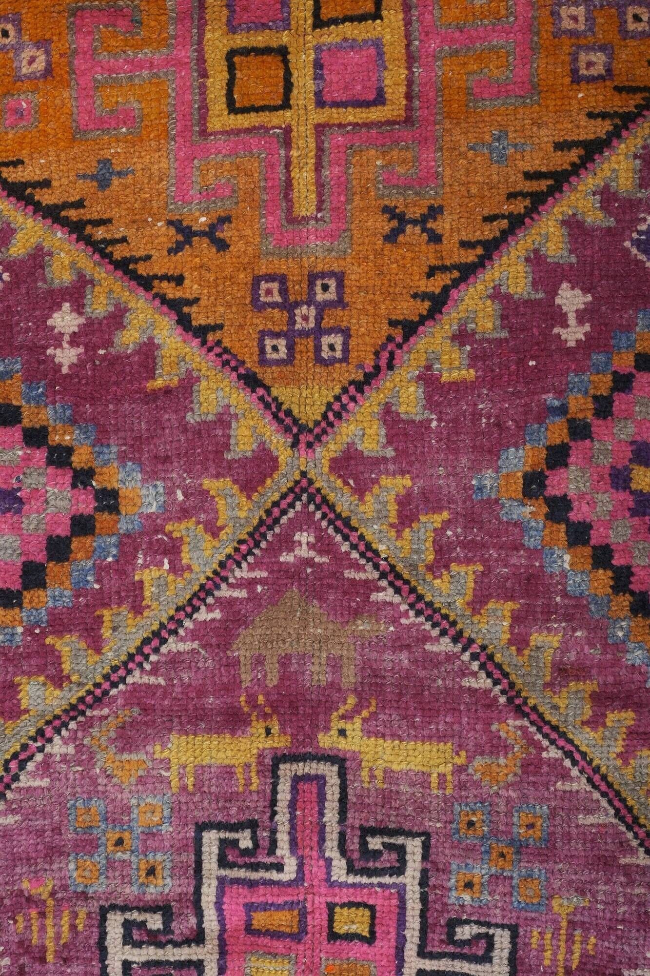 Vintage Turkish hallway rug 127x370 cm