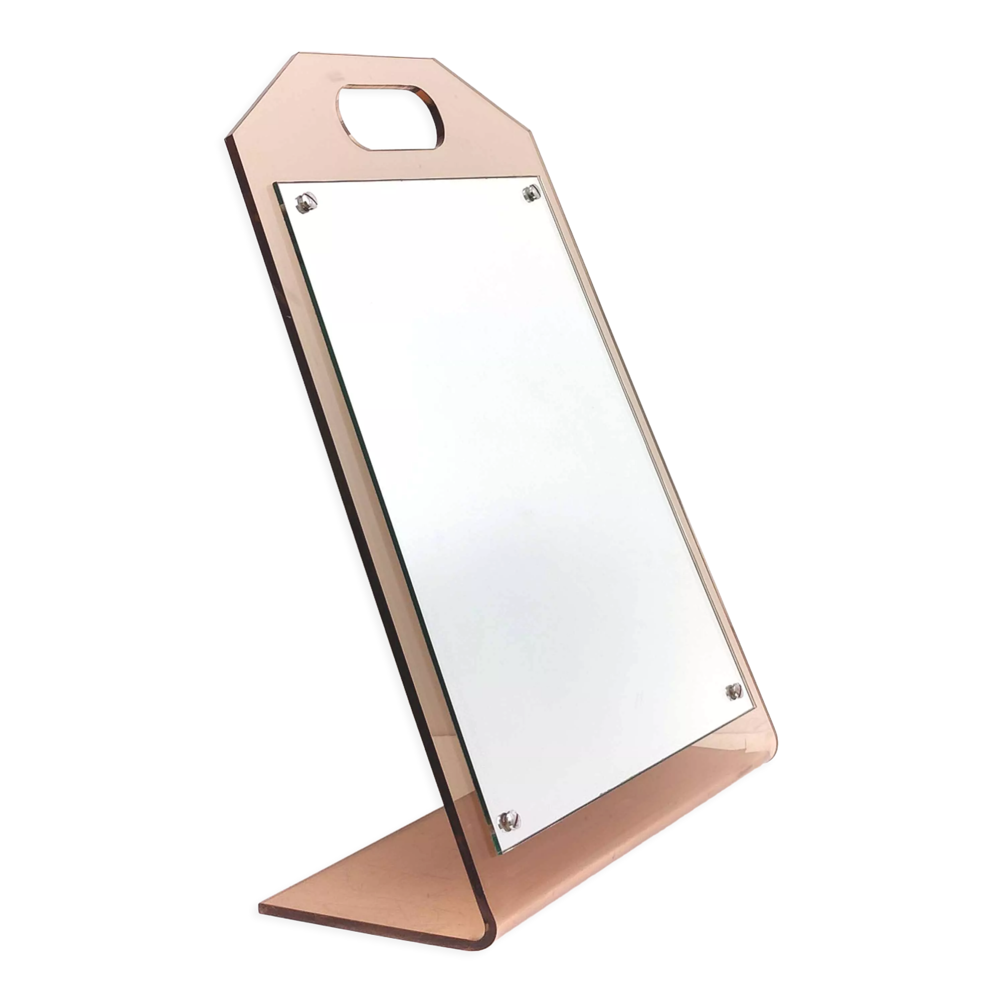 Mirror dressing table inclined plexiglass 70s trapezoid shape