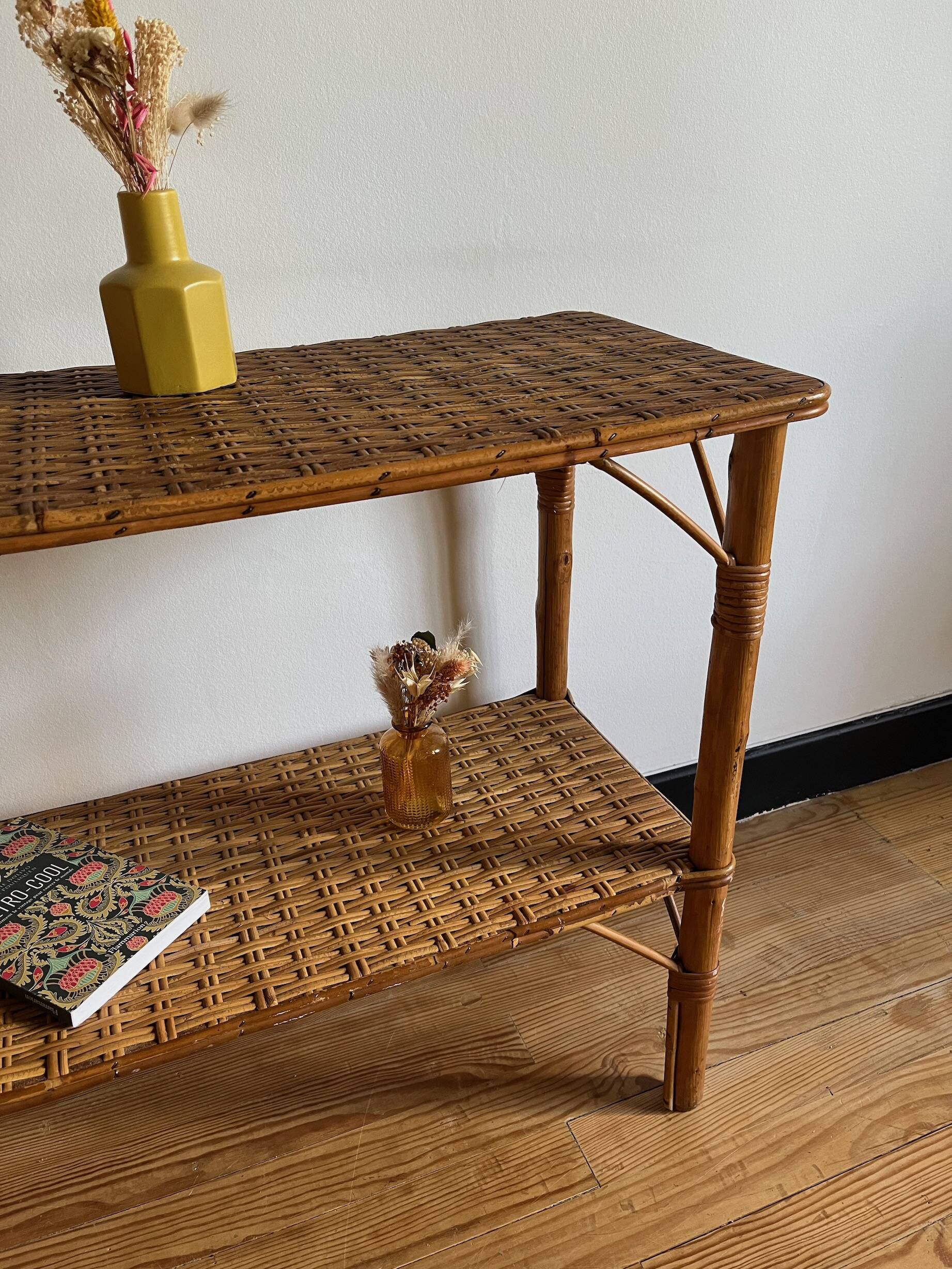 Vintage rattan shelf, console