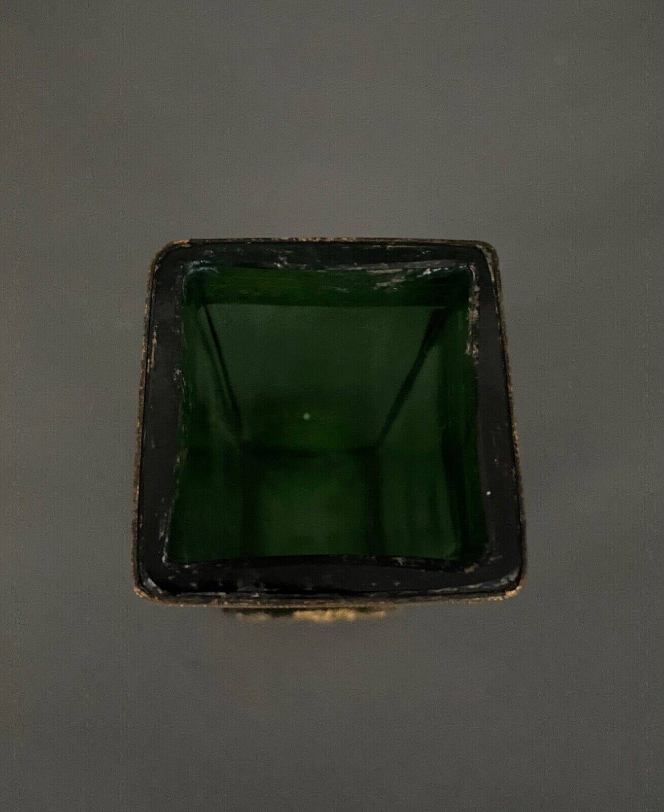 Vase 1900, glass base, bronze enclosure, antique decor