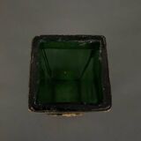 Vase 1900, glass base, bronze enclosure, antique decor