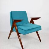 Fauteuil Bunny Vert Pétrole attribué à Józef Chierowski, 1970