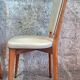 Set of 6 vintage chairs from the 1950s in wood and ivory white faux leather.