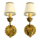 Two beautiful original Mid Century Modern floral wall lamps made of brass w