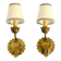 Two beautiful original Mid Century Modern floral wall lamps made of brass w