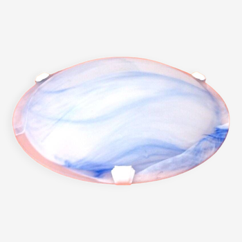 Wall lamp / ceiling lamp Satin curved glass cover with marbled blue effect...