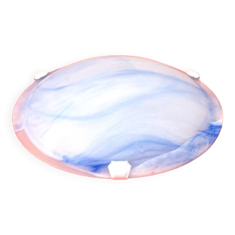 Wall lamp / ceiling lamp Satin curved glass cover with marbled blue effect...