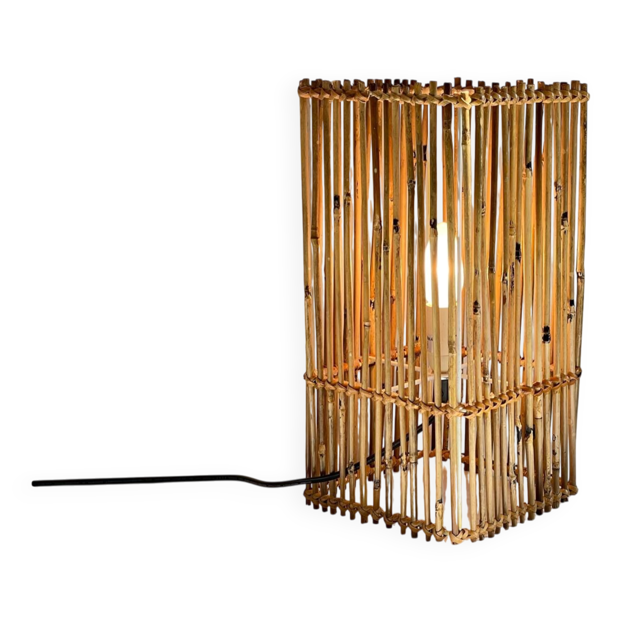 Vintage cube wood willow lamp