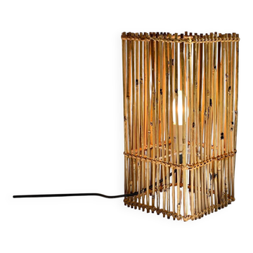Vintage cube wood willow lamp