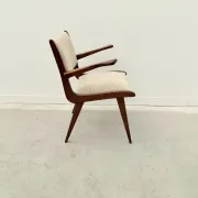 Chaise avec accoudoirs en teck et tissu, 1950