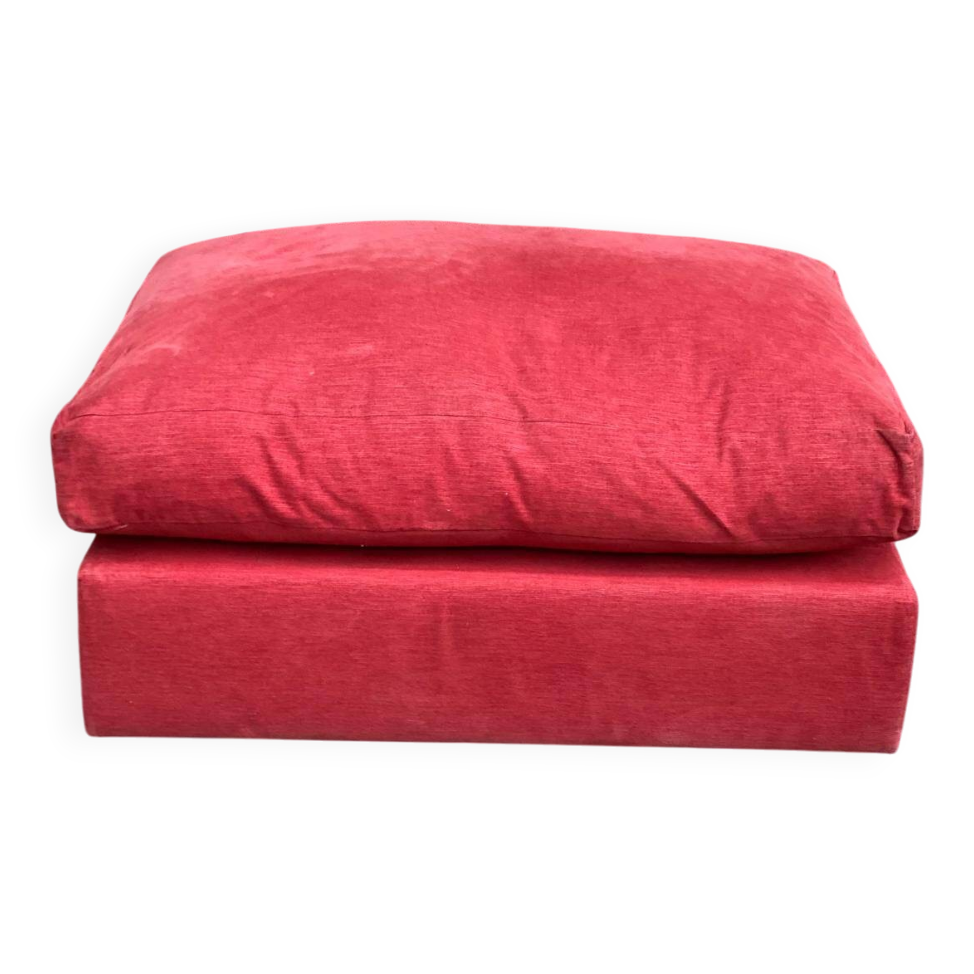 Large burgundy velvet pouf