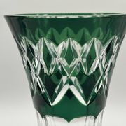 Cut and lined green crystal vase from Val Saint-Lambert