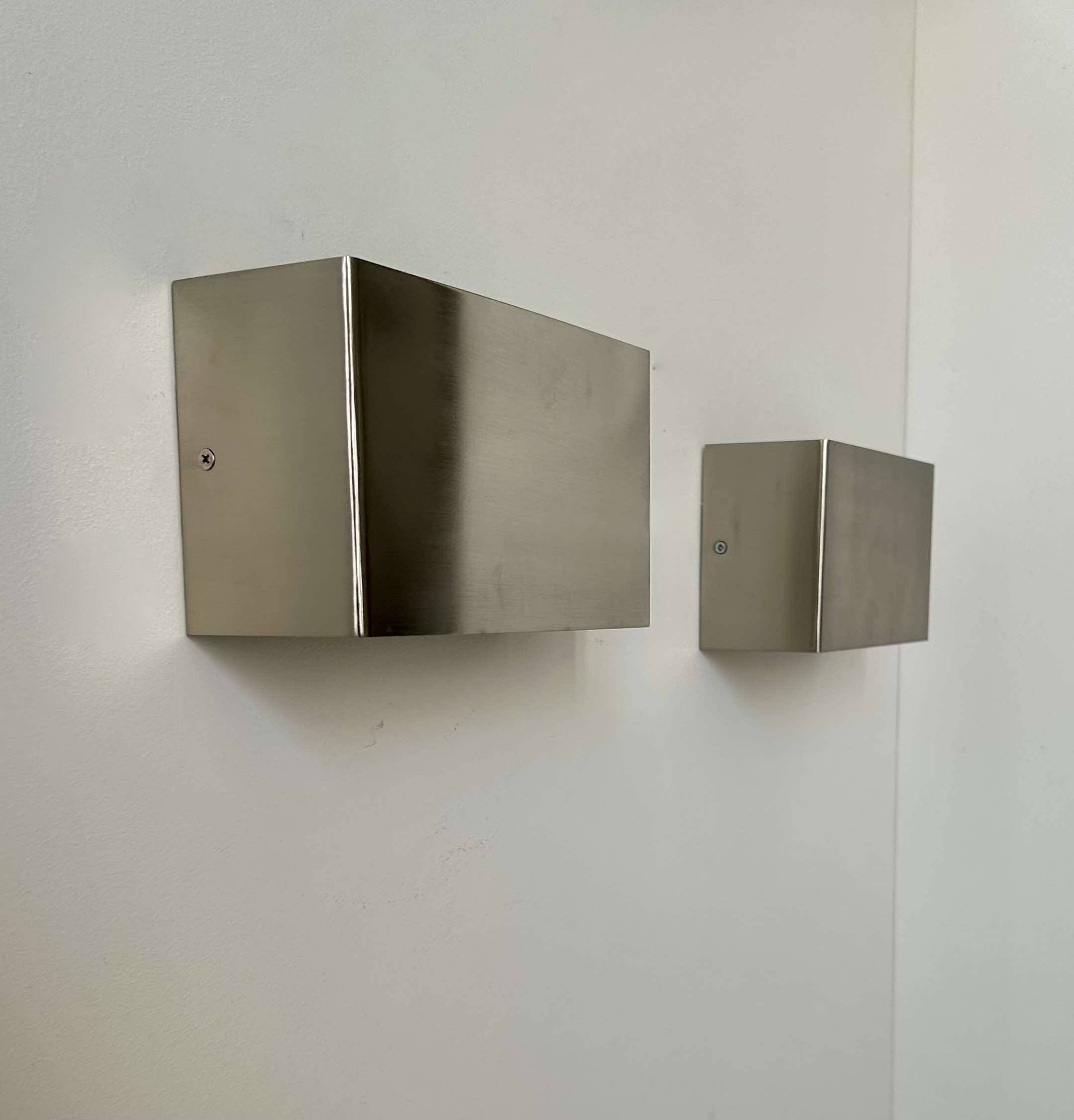 Pair of vintage wall lights, brushed metal, France 1970