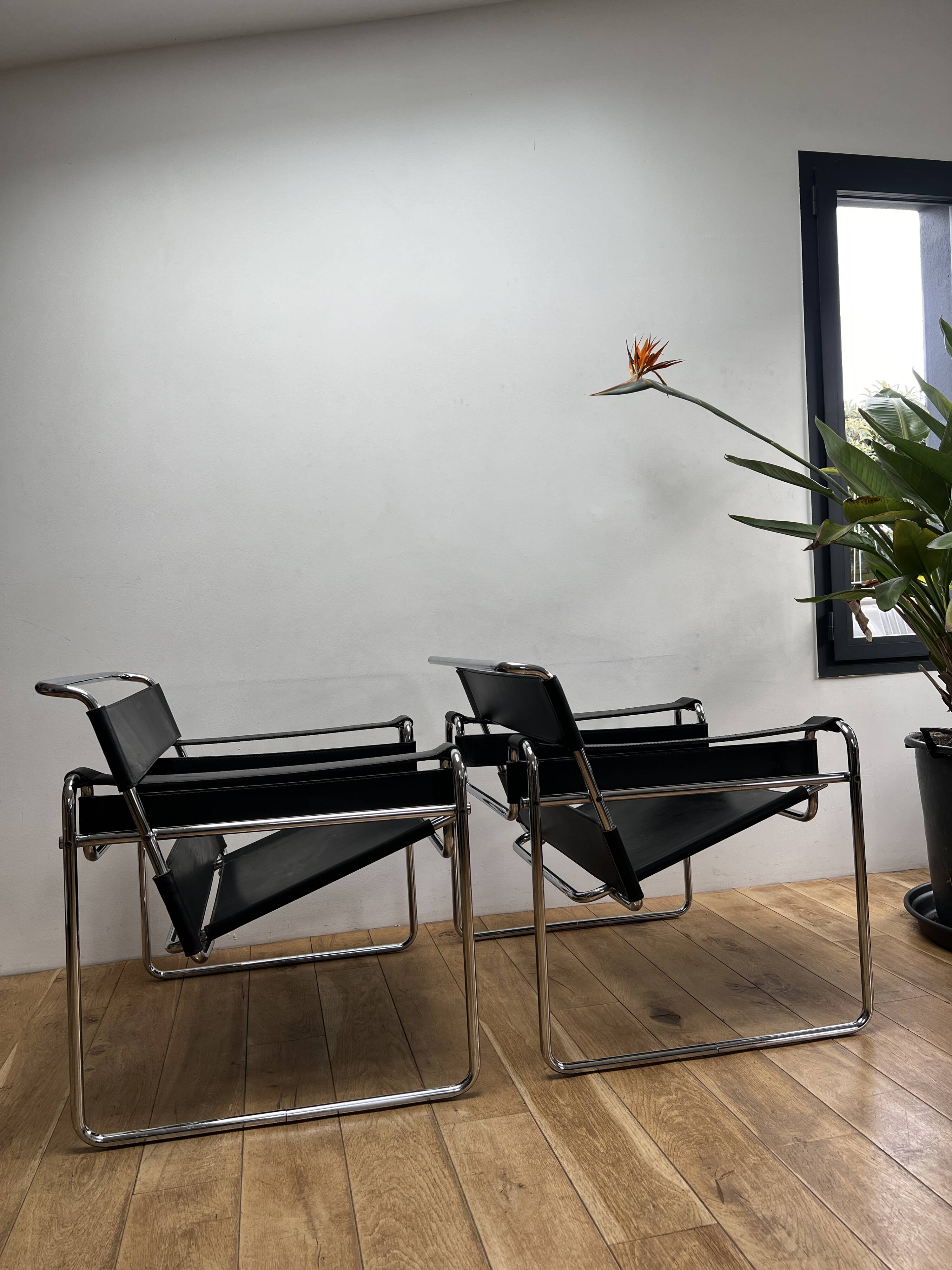 Paire de Fauteuils style Wassily MB50 Marcel Breuer
