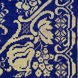 Tapis floral roumain tissé à la main en laine, fond violet et jaune