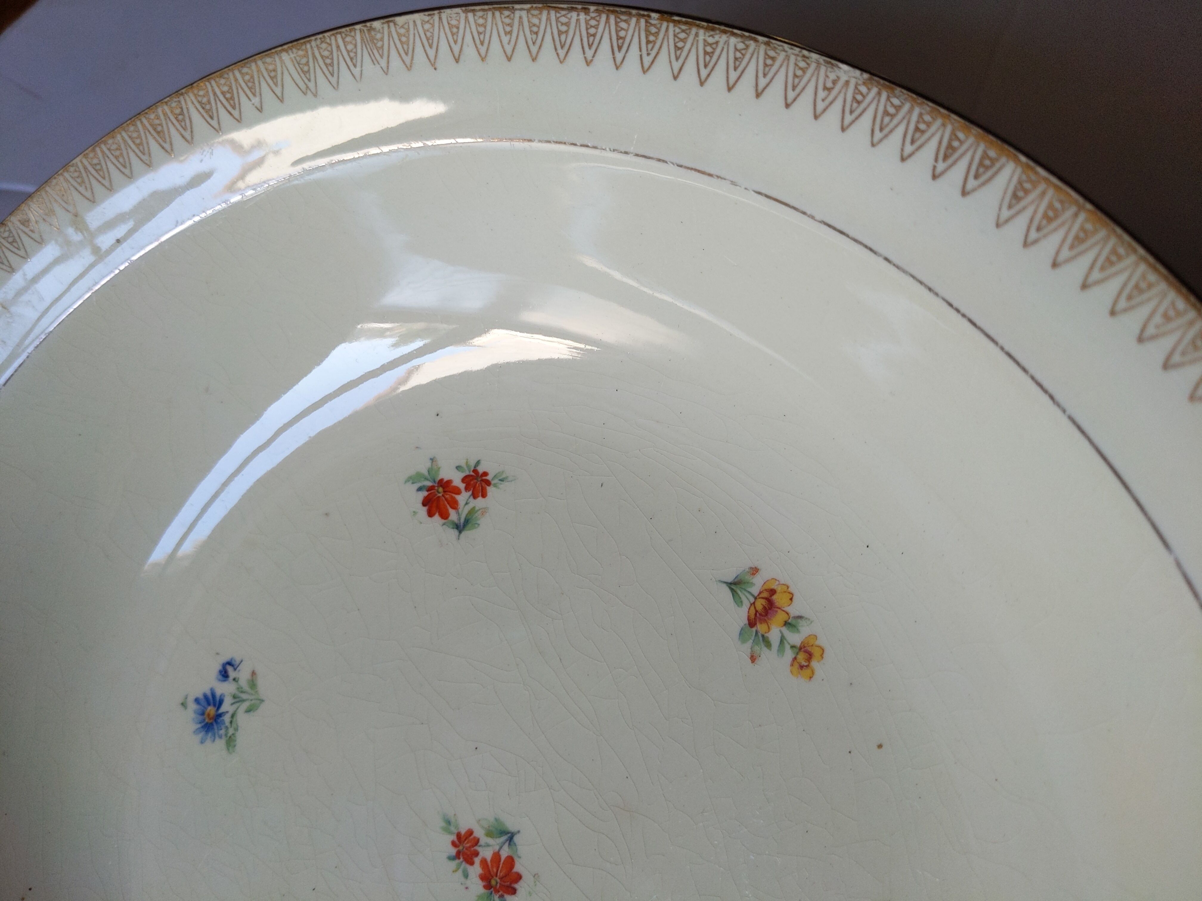 Flat hollow porcelain vintage antique iron earth