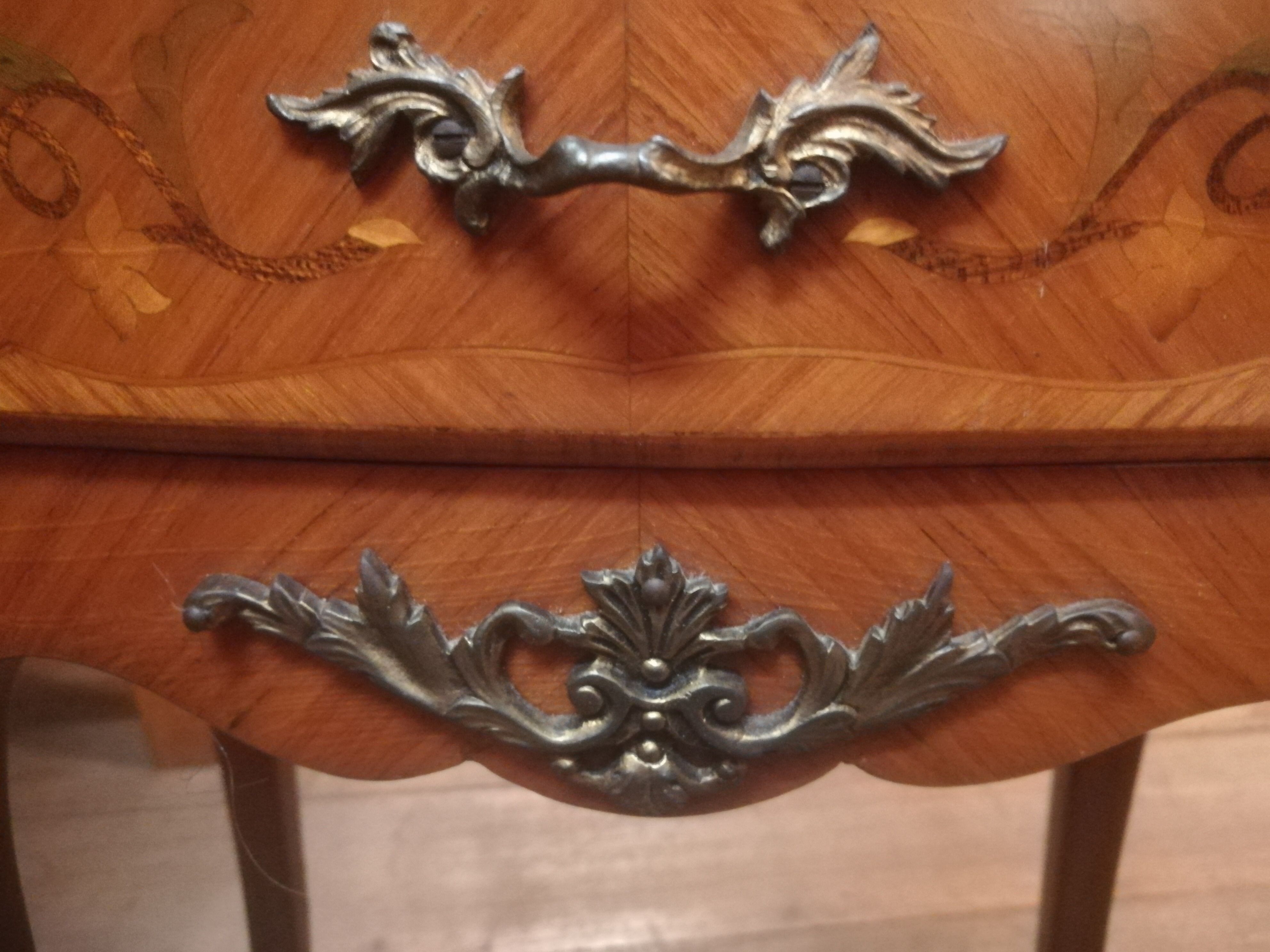 Pair of Louis XV style bedside tables in marquetry