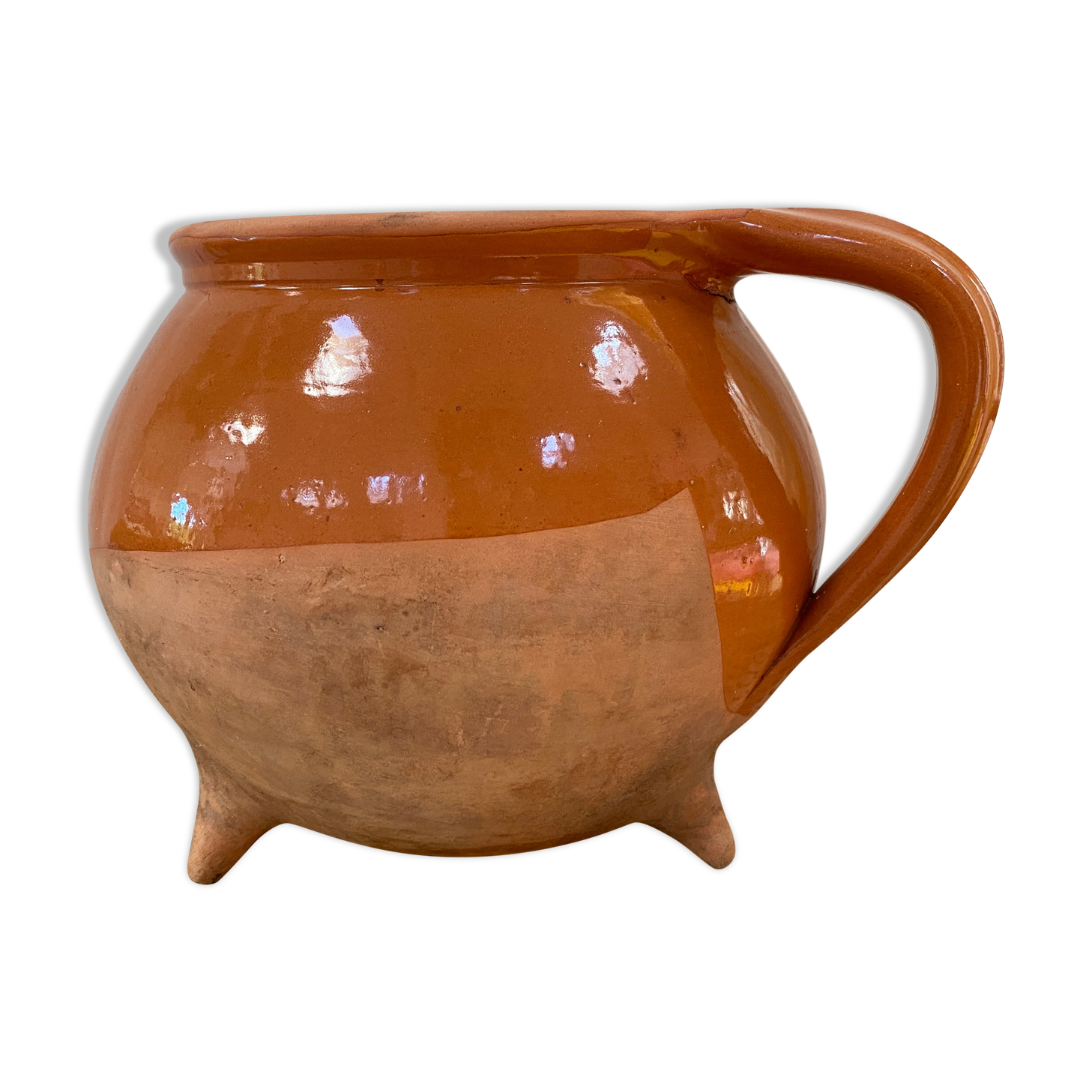 Chaudron tripode vintage en terre cuite