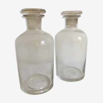 Pair of old bottles, ground glass