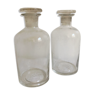 Pair of old bottles, ground glass