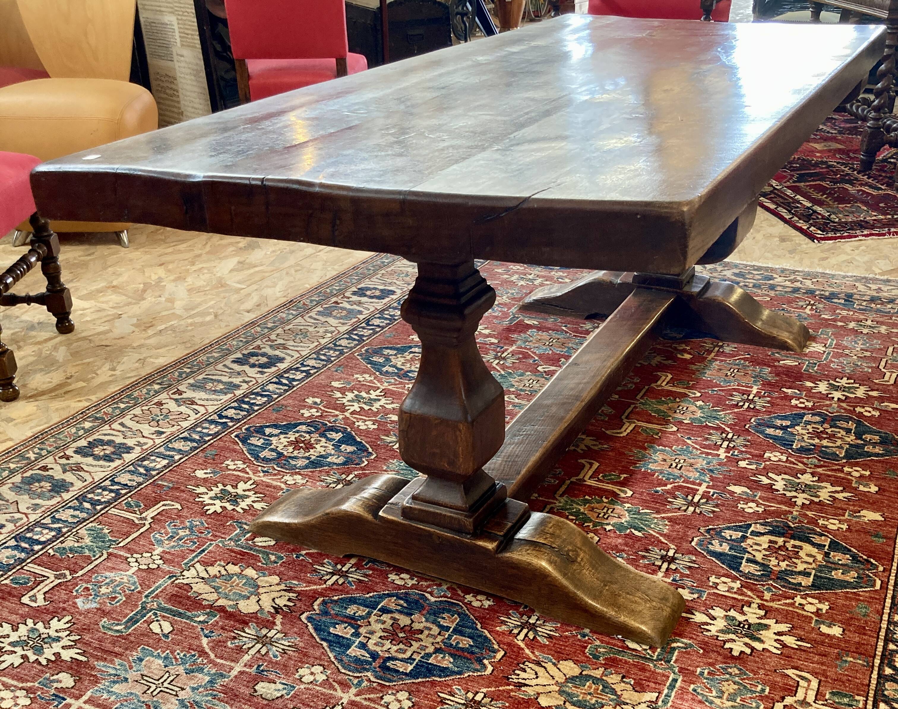 Grande table de monastère néogothique - ancienne - 2 m de long