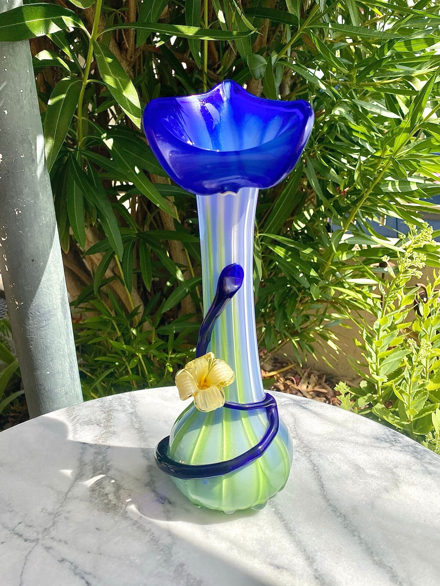 Large blown Murano glass vase with floral decoration.