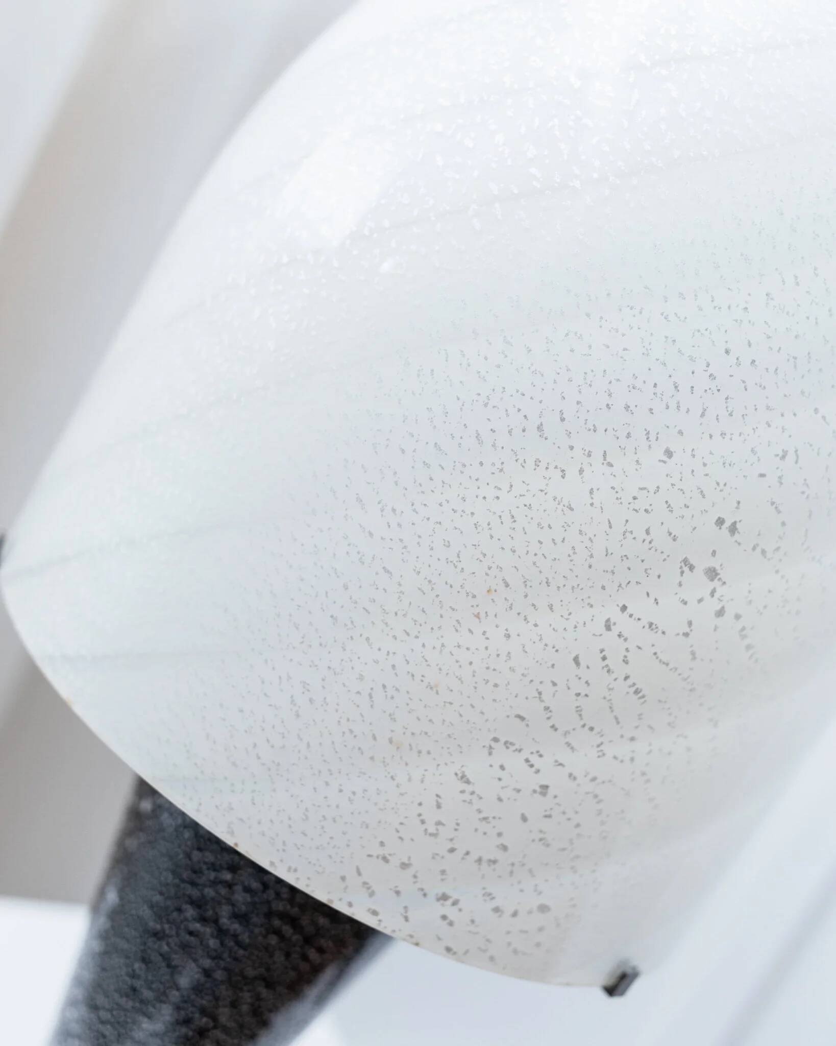 Mushroom table lamp Murano Swirl - silver details in black and white - vintage glass - Space Age design - 1970s