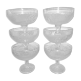 6 Coupes à dessert en verre ciselé aux motifs de fruits