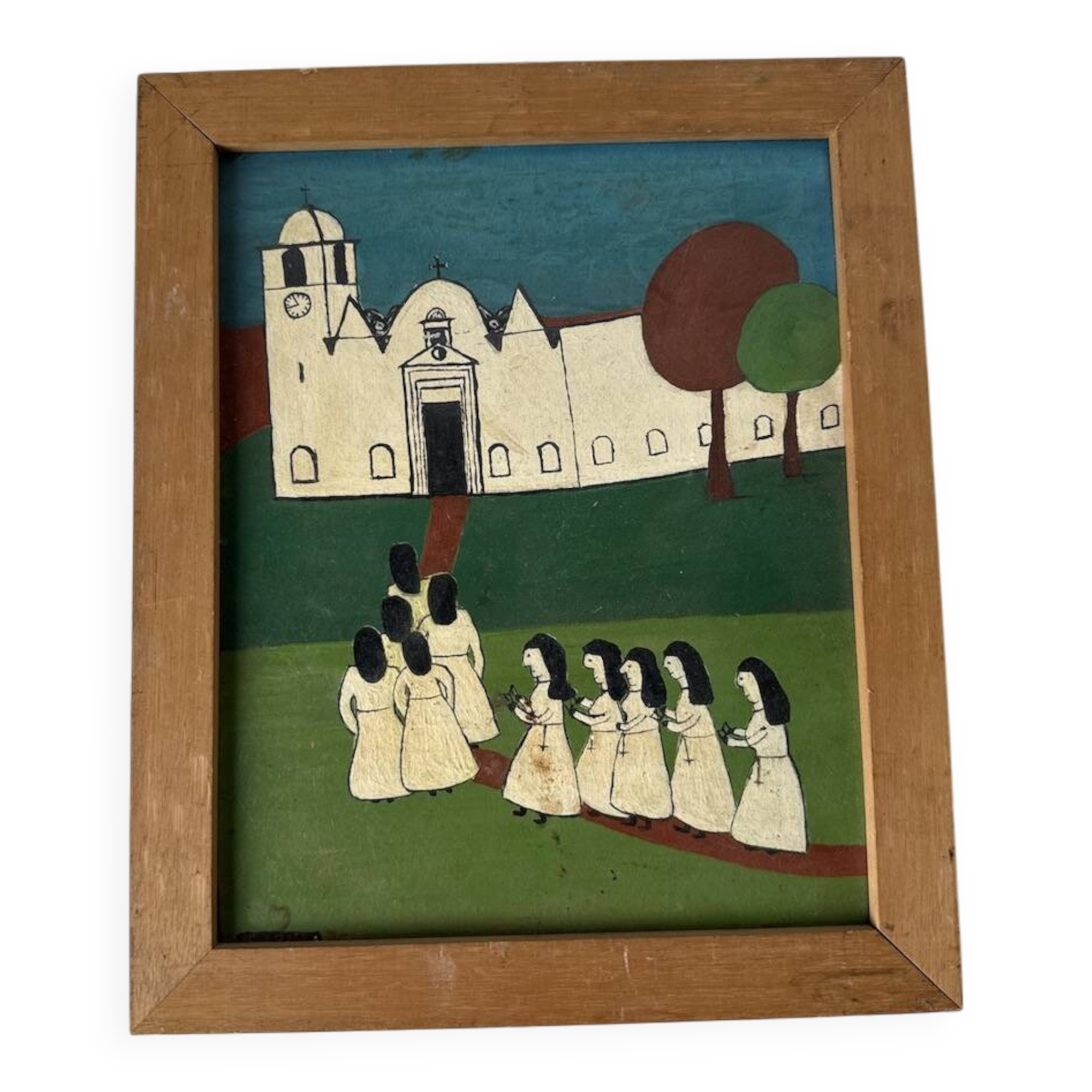 M.Lintz 77 naive oil painting framed