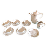 White porcelain coffee service with golden flowers / vintage 50s-60s
