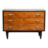 Italian chest of drawers in teak, with faux animal bone handles. Circa 1940