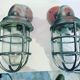 Pair of industrial marine wall lamps